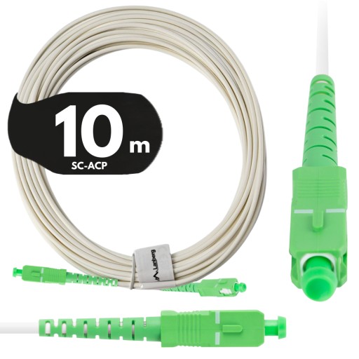 KABEL PRZEWÓD ŚWIATŁOWODOWY ŚWIATŁOWÓD PATCHCORD SC/APC-SC/APC SIMPLEX 10M