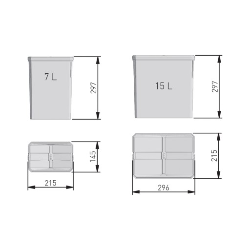 Контейнер для сортировки мусора AXISPACE 60 2x15л 2x7л
