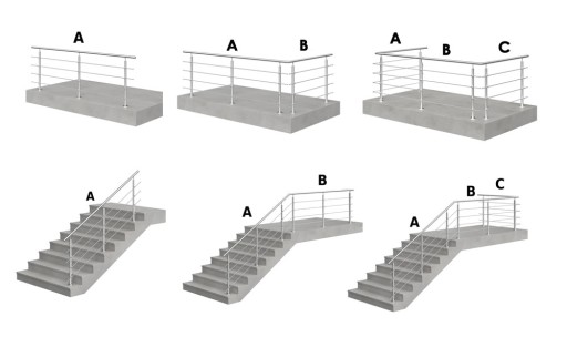 Balustrada nierdzewna balkonowa schodowa barierka 5 x Ø12 mm długość 15 m
