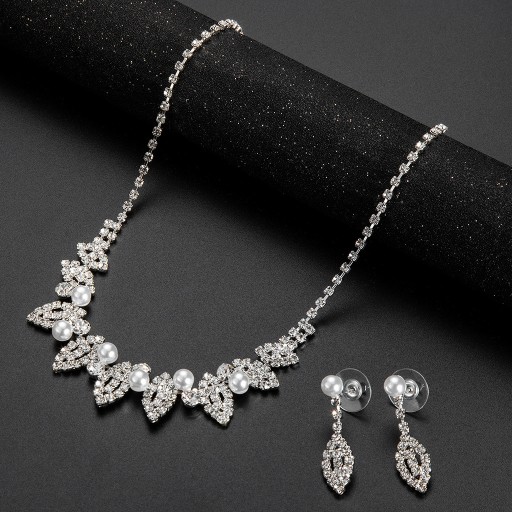 Серебряный SET Колье Серьги Колье с фианитами