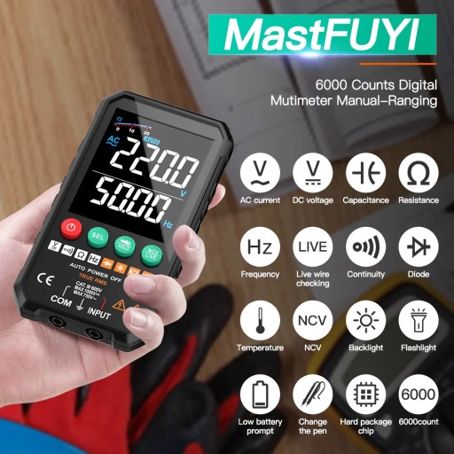 MASTFUYI Профессиональный высокоточный цифровой мультиметр 6000 отсчетов 1000 В переменного и постоянного тока