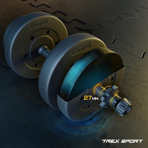 Hantle regulowane bitumiczne sztanga 20kg zestaw hantli 2x10kg Trex Sport