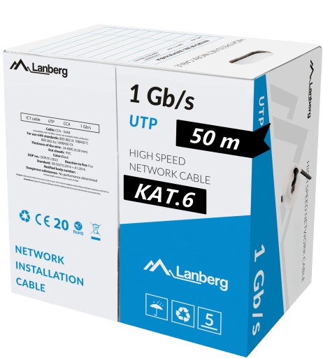 КАБЕЛЬ LAN КАБЕЛЬ ВИТАЯ ПАРА RJ45 UTP CAT.6 CAT.6 50M LANBERG