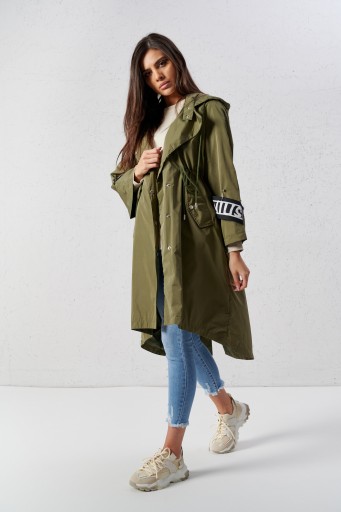 Парка в стиле милитари OVERSIZE с надписью KHAKI L/XL
