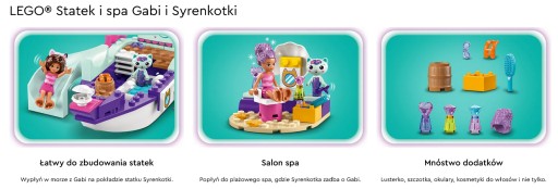 КОМПЛЕКТ LEGO «РУСАЛОЧКА» КОРАБЛЬ И СПА «ГАБИ ГАББИ» КУКОЛЬНЫЙ ДОМ ЛОДЗИНСКИЙ КОШИННЫЙ ДОМИК