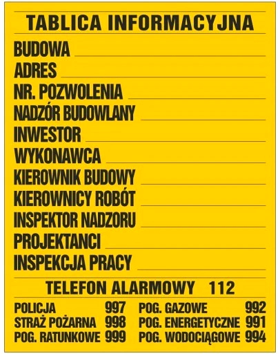 СТРОИТЕЛЬНАЯ ИНФОРМАЦИОННАЯ ДОСКА ПВХ 90x70см