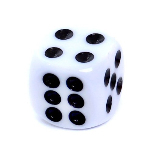 REBEL Kość K6 6 Ścian Oczka Biała 12mm