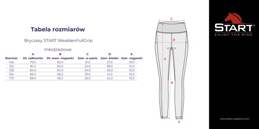 Bryczesy młodzieżowe START silikon. lej granat 152