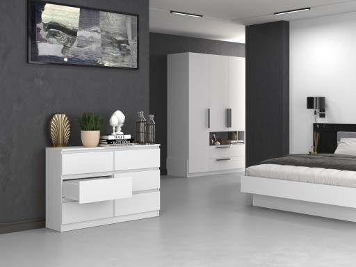 КОМОД 120СМ ШКАФ С 6 ЯЩИКАМИ MALWA M6 120 БЕЛЫЙ