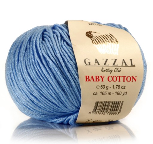 WŁÓCZKA GAZZAL BABY COTTON NR 3423 NIEBIESKA