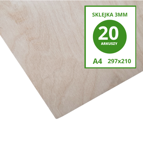 Фанера для лазера 3мм, формат А4 297 х 210 мм, класс 2/2 - 20 шт.