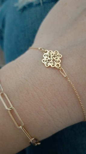 Золотой браслет CLOVER, ажур, серебро 925 пробы