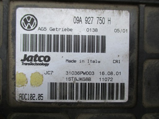 КОНТРОЛЛЕР КОРОБКИ ПЕРЕДАЧ GOLF IV 1.9TDI 09A927750H