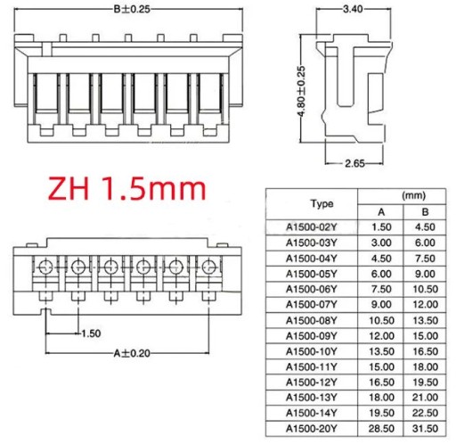 Złącze elektroniczne 6pin złączka konektor JST ZH 1.5 kostka 1,5mm końcówka