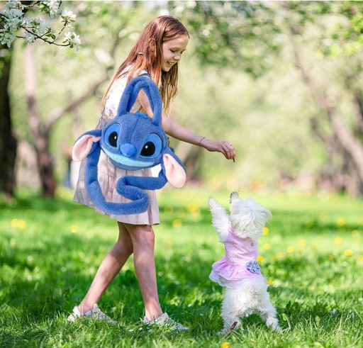 СУМКА НА ПЛЕЧЕ LILO AND STITCH, СИНЯЯ ПЛЮШЕВАЯ, ВМЕСТИМОСТЬ ДЛЯ ДЕВОЧКИ