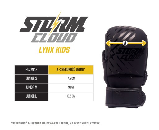 StormCloud Rękawice MMA dla dzieci Lynx Czarno/Czerwone Junior L