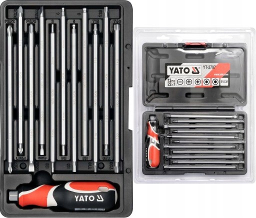 ОТВЕРТКА YATO ОТВЕРТКА СО СМЕННЫМИ НАКОНЕЧНИКАМИ ПЛОСКИЙ КРЕСТОВОЙ TORX HEX IMBUS 22e
