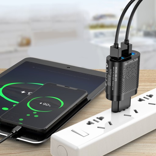 БЫСТРОЕ СЕТЕВОЕ ЗАРЯДНОЕ УСТРОЙСТВО QC 3.0 4x USB + КАБЕЛЬ