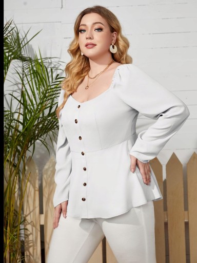 SHEIN ЭЛЕГАНТНАЯ БЕЛАЯ КЛАССИЧЕСКАЯ БЛУЗКА 44 XXL 44 XXL