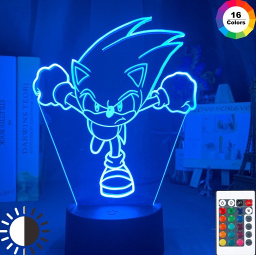 SONIC THE HEDGEHOG 3D СВЕТОДИОДНЫЙ НОЧНИК С ДИСТАНЦИОННЫМ УПРАВЛЕНИЕМ