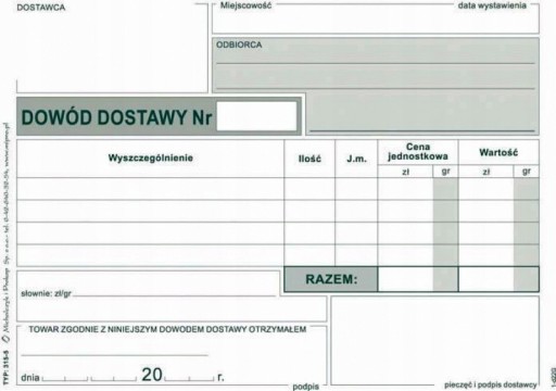 DOWÓD DOSTAWY DRUKI 80 KARTEK MICHALCZYK I PROKOP