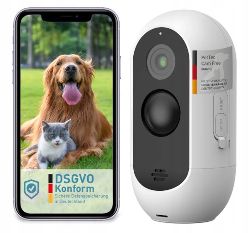 BEZPRZEWODOWA KAMERA PetTec_Pet_Cam_Free Z FUNKCJĄ GŁOSOWĄ, NOKTOWIZOREM