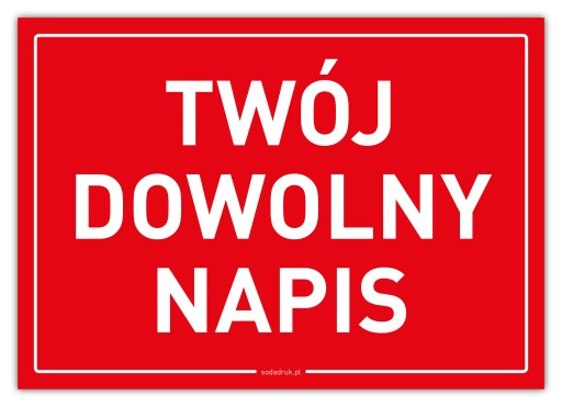 TWÓJ DOWOLNY NAPIS tabliczka personalizowana czerwona A6 v3