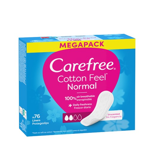 Прокладки для трусов CAREFREE хлопковые, без запаха, 76 шт.