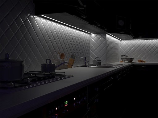 УЗКАЯ ПРОФИЛЬ СВЕТОДИОДНАЯ ЛЕНТА 1М НАБОР INOX + ЛАМПА