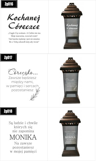 ZNICZ LAMPION z GRAWEREM dla Kochanej Żony