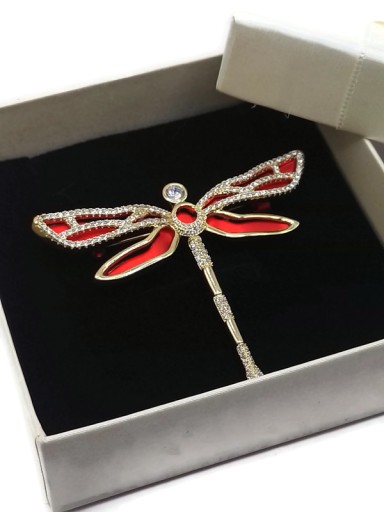 Luxus Dragonfly Brooch Red Gold 18k GP + подарочная коробка