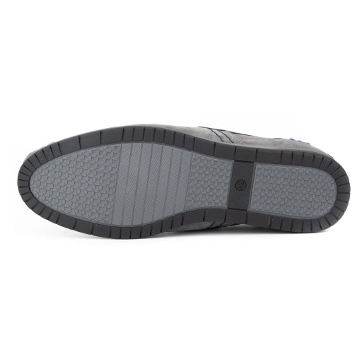 Buty męskie skórzane mokasyny wsuwane na lato ażurowe 876L szare 45
