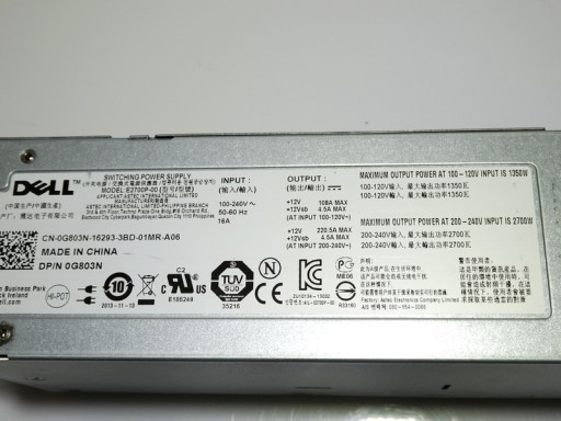 БЛОК ПИТАНИЯ DELL E2700P-00 +12В/220,5А 2700Вт