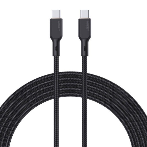 Kabel przewód szybki mocny Aukey USB-C do Type-C 5A 100W QC PD 1m oplot
