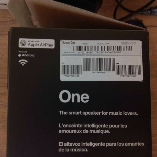 Sonos ONE черный динамик Wi-Fi/LAN