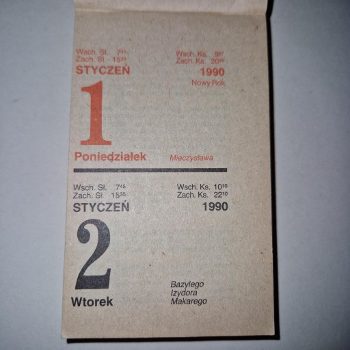 Календарь Здарак Кучарж Польский 1990 г.