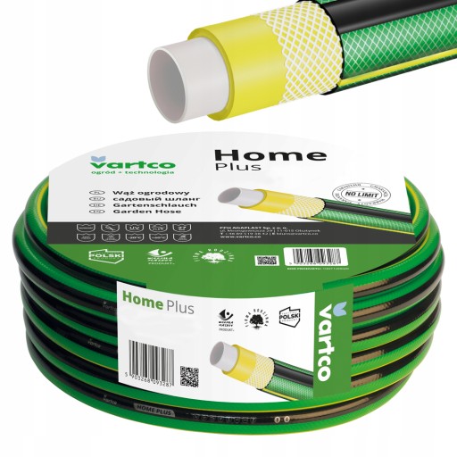 ШЛАНГ VARTCO HOME PLUS 4-СЛОЙНЫЙ САДОВЫЙ ШЛАНГ 27 БАР 3/4 ДЮЙМА 30М ПОЛЬСКИЙ ПРОДУКТ