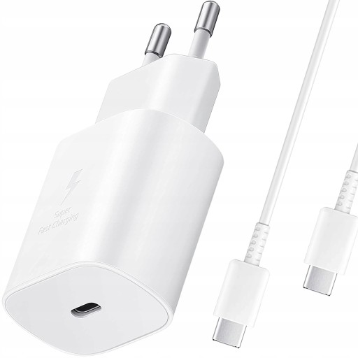 БЫСТРОЕ СЕТЕВОЕ ЗАРЯДНОЕ УСТРОЙСТВО ДЛЯ ТЕЛЕФОНА SAMSUNG 25 Вт + КАБЕЛЬ USB-C 1 М