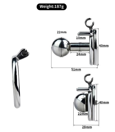 Stalowy pas cnoty Chastity klatka Inverted Plug + Uprząż