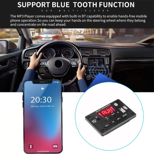 Белый стиль 50 Вт автомобильный усилитель Bluetooth5.0 USB TF радио