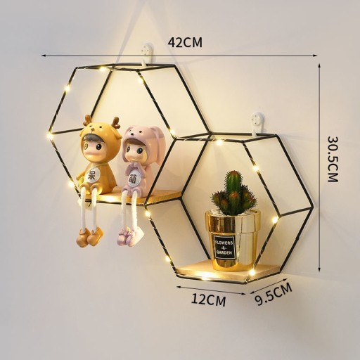 МЕТАЛЛИЧЕСКАЯ ПОЛКА LOFT ШЕСТИГРАННАЯ СОТОВАЯ