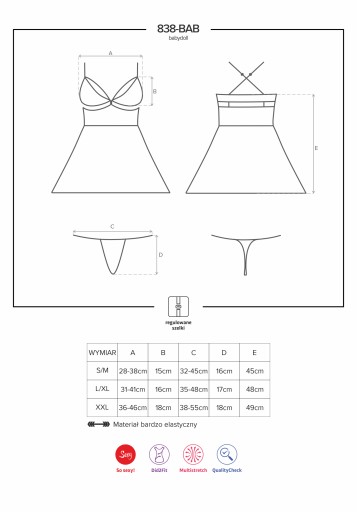 Футболка SEXY BABYDOLL + стринги SEXY + ОТКРЫТЫЕ трусики с дырочкой 36/38 S/M