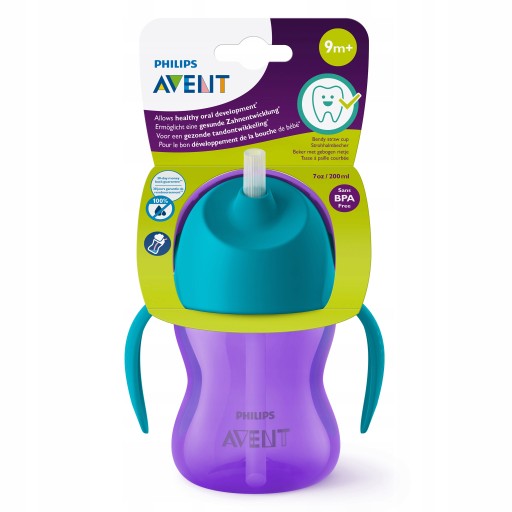 AVENT СЕРЕБРЯНАЯ КРУЖКА-БУТЫЛКА С СОЛОМОЧКОЙ 200 мл 9 м+