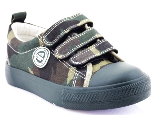 Trampki tenisówki AMERICAN CLUB rzep khaki green biały spód r. 35c