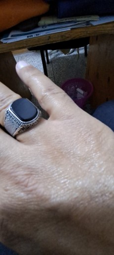 Sygnet Męski Srebro Czarny Agat Vintage Duży Elegancki