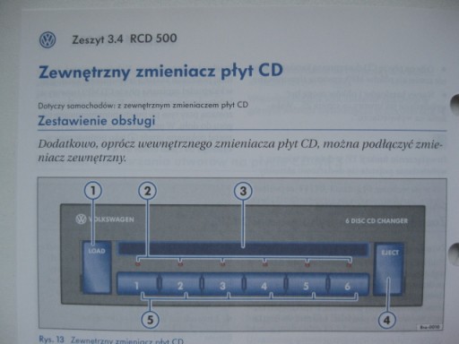 Руководство по магнитоле VW RCD 500 VW Passat B6 Golf V PL