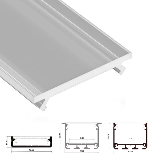 Klosz klik do profil aluminium SOLIS 3m mleczny