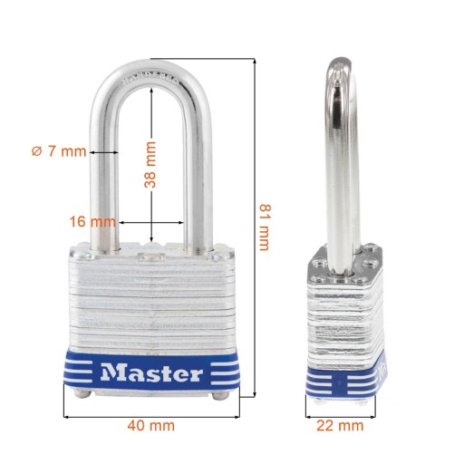 Замок навесной из ламинированной стали с удлиненной дужкой 3EURDLF Master Lock