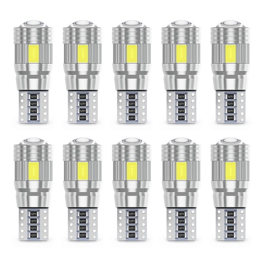 СВЕТОДИОДНАЯ ЛАМПОЧКА 6 SMD 5630 W5W T10 ЛИНЗА CANBUS x10