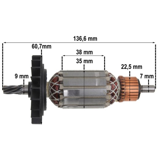 Ротор дрели для комплекта подшипников BOSCH GBH 2-28F 2-28 DFV 2-28 DV